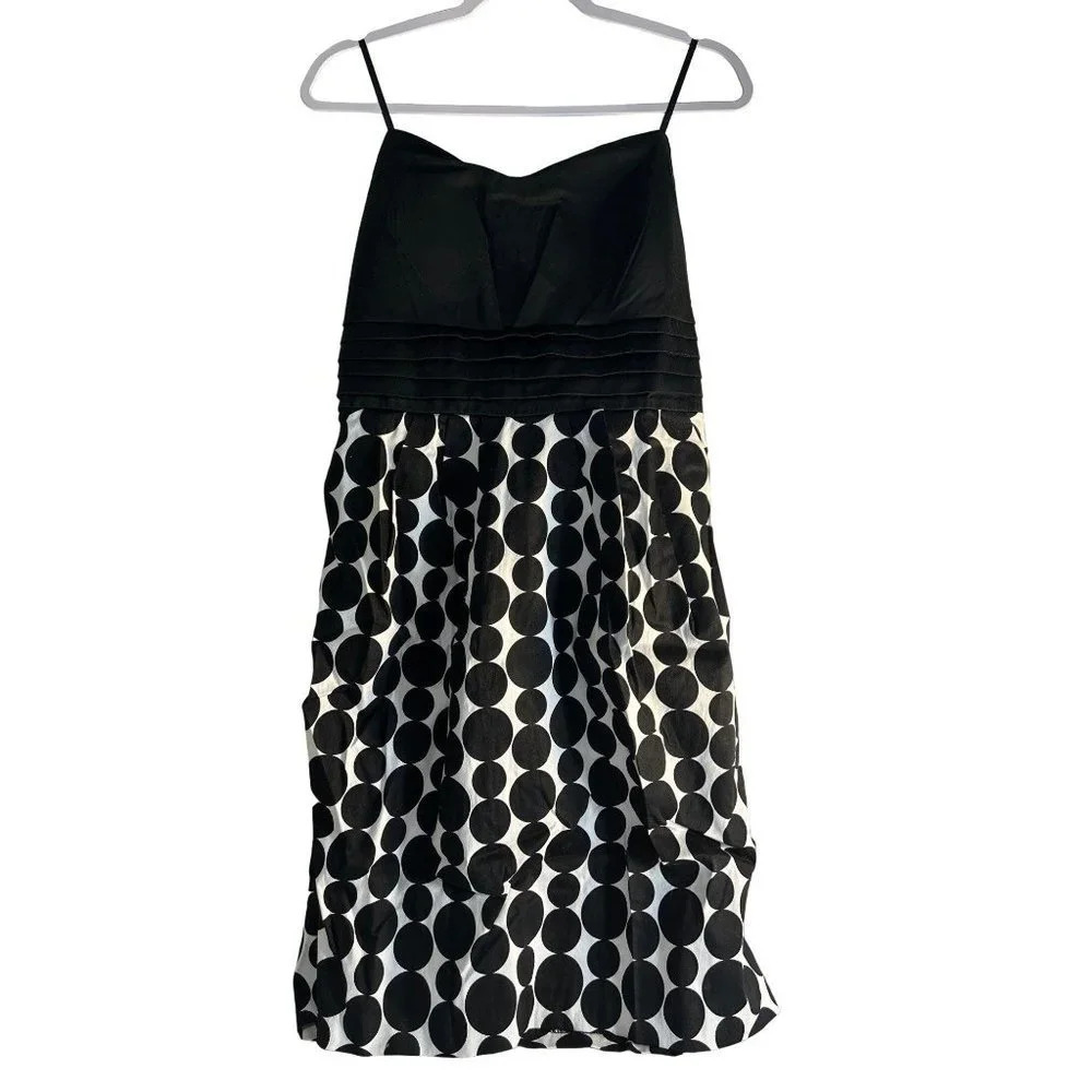 Ashley Stewart Womens Strapless Sun Dress Black & White Polka Dots Sash Size 16